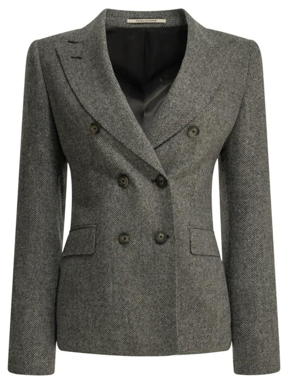 Tagliatore Double-Breasted Herringbone Blazer Tag Size 42 Women